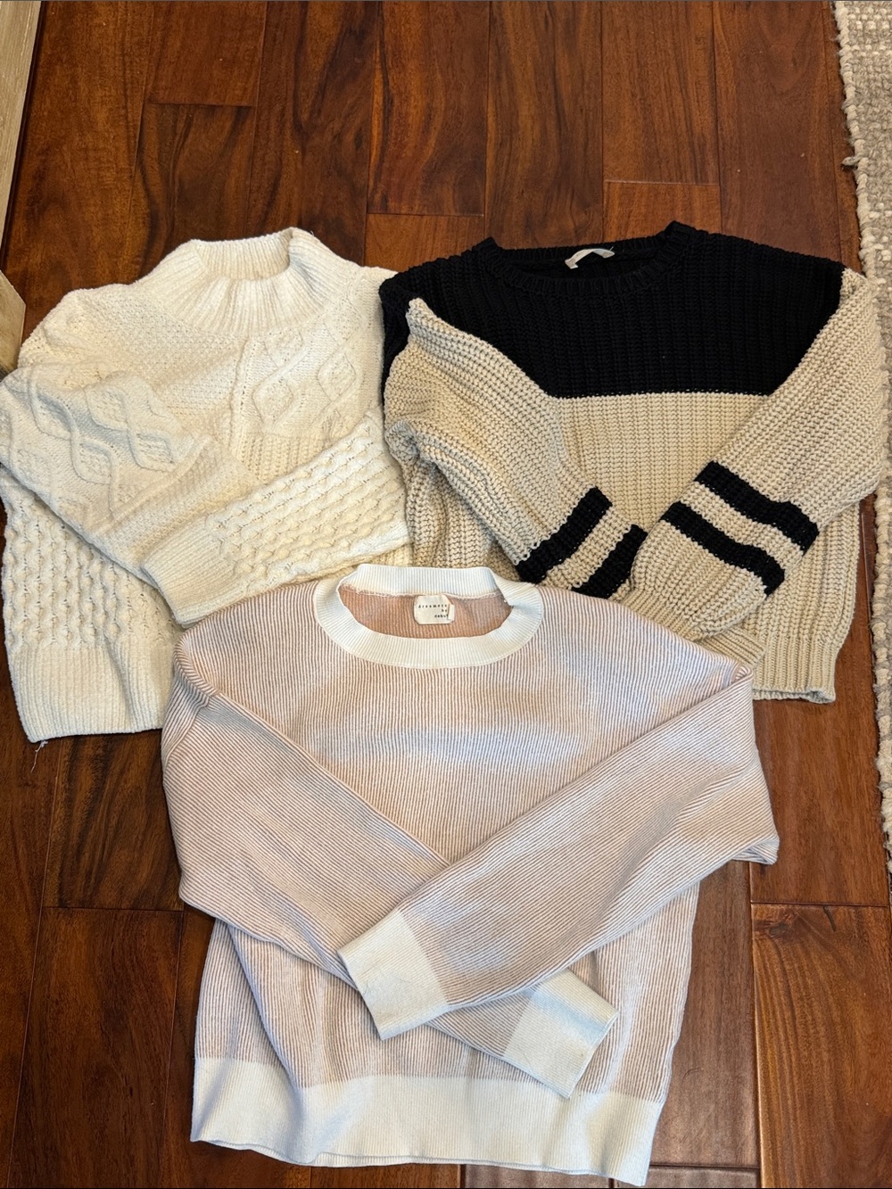 Women’s Crewneck Sweater - Ivory, Black & Tan Options XS